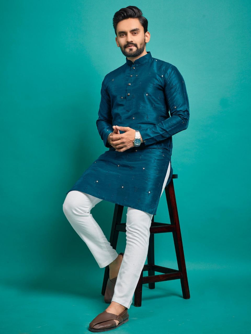 Soft Silk Kurta with Pajamas Set