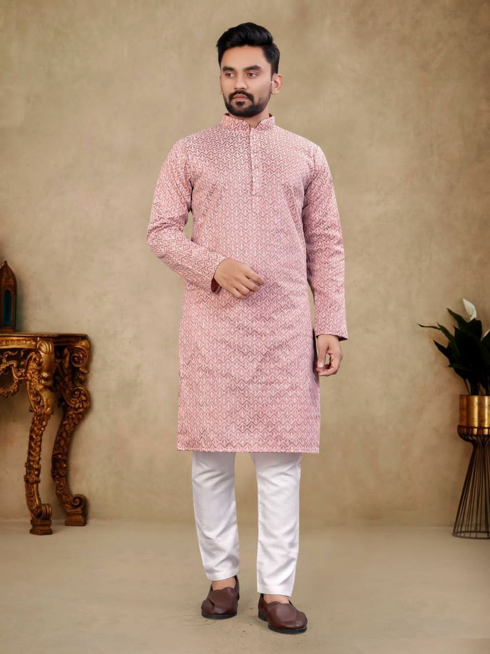 Reyansh Pastel Color Chikankari Men Kurta
