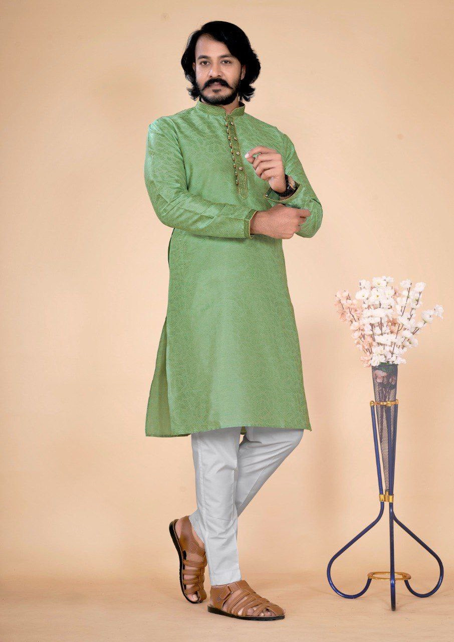 Men Cotton Silk Kurta Set