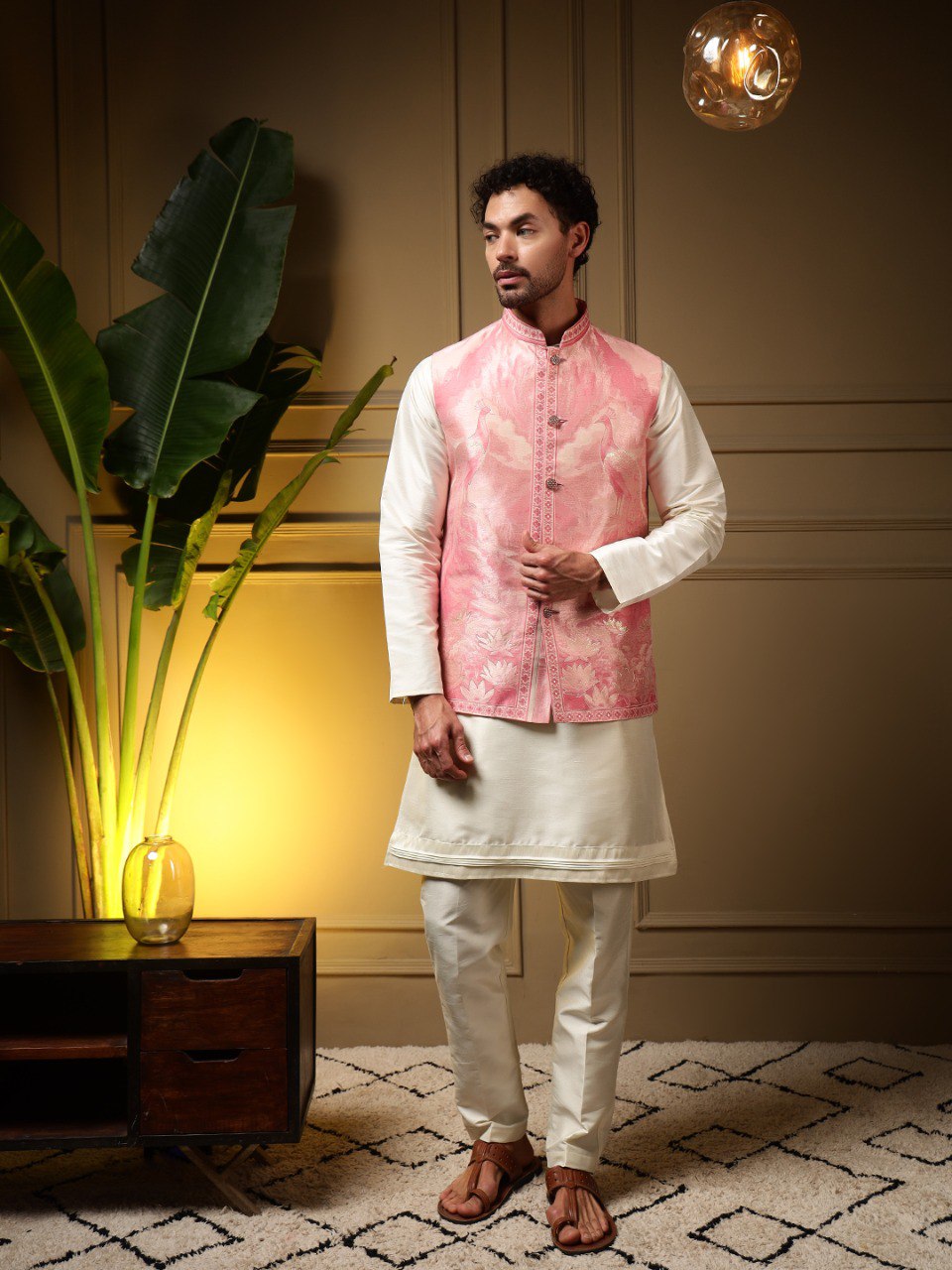 Pink Embroidered Kurta Set for Wedding Season