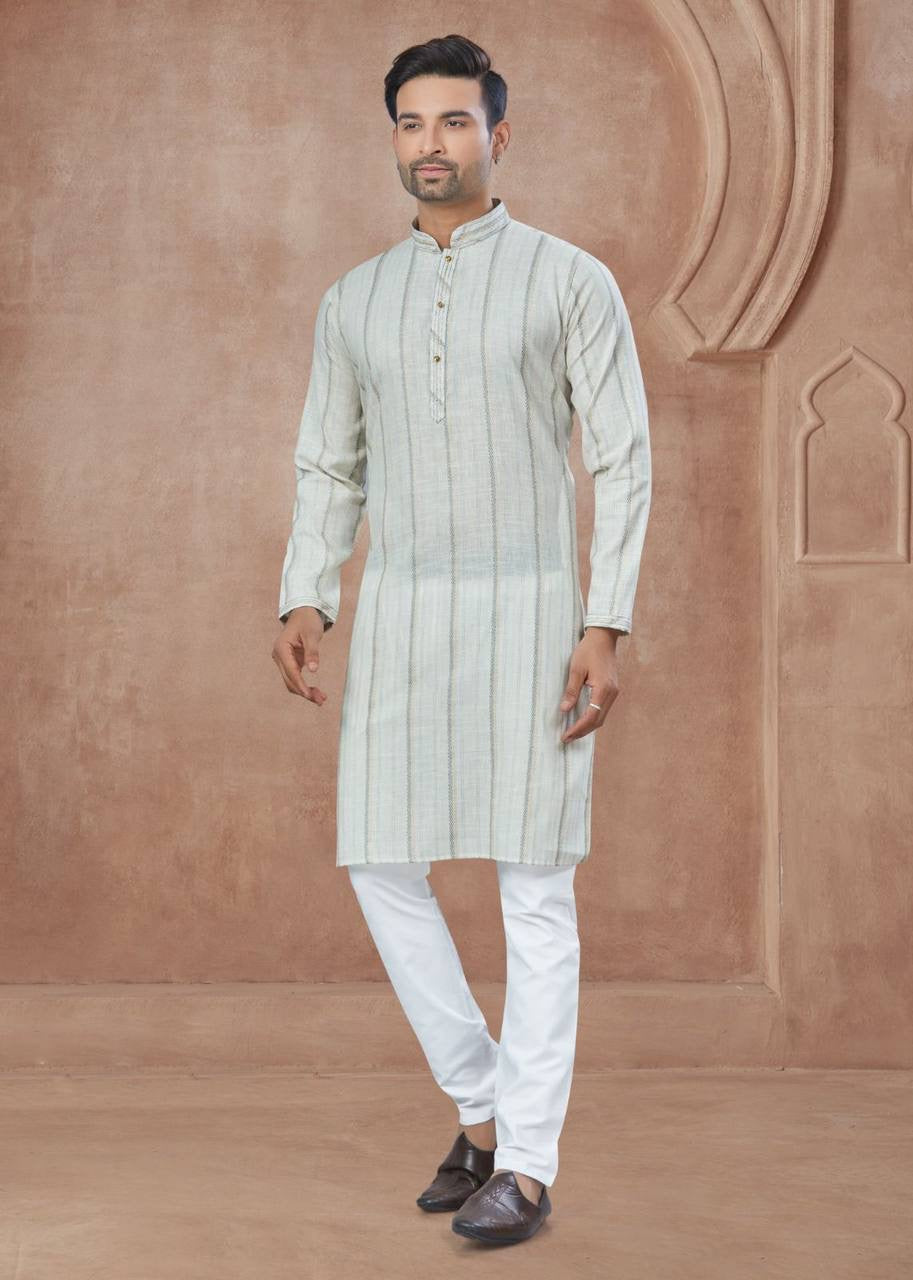 Men’s Straight Cut Cotton Kurta with Pants