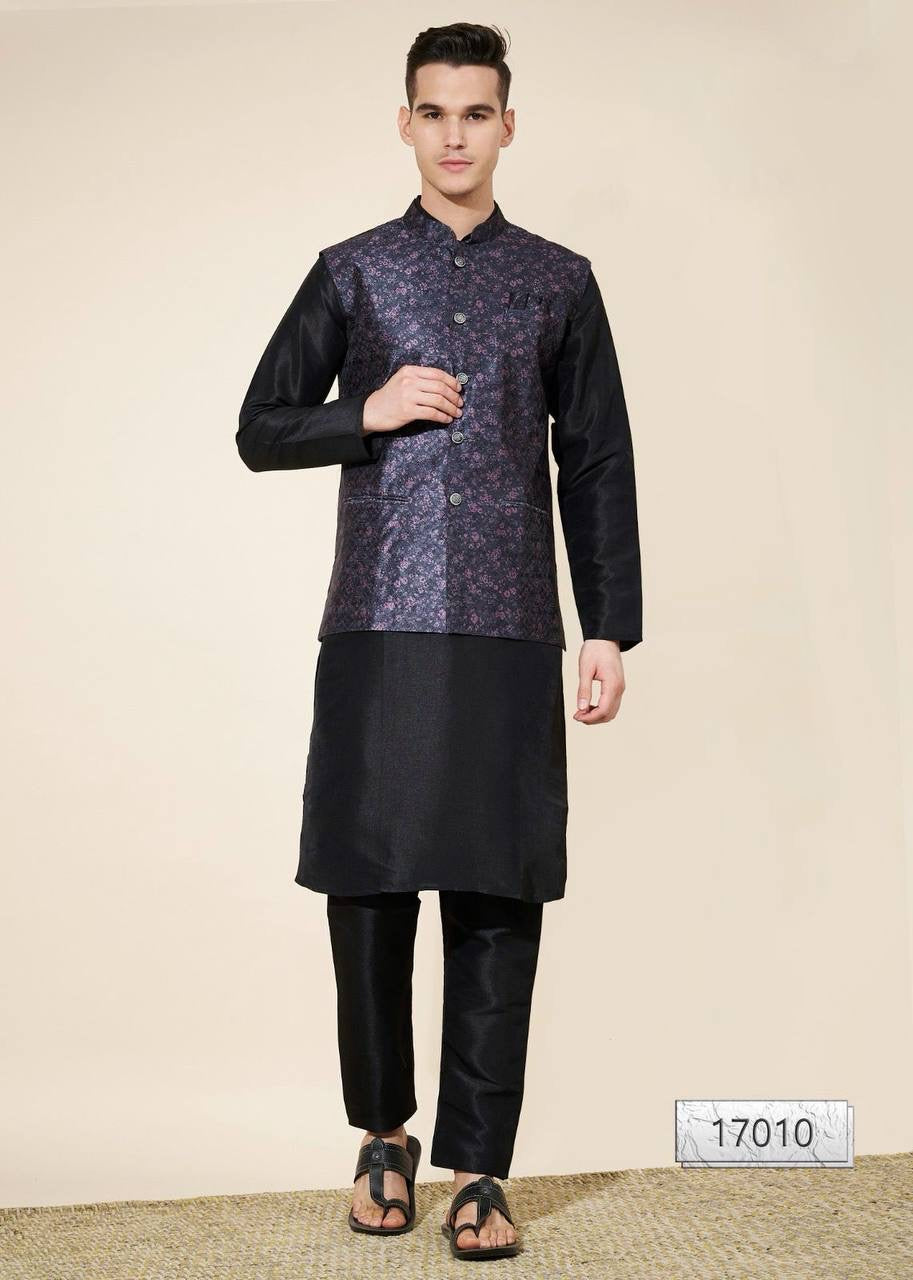 Men’s Kurta Set with Jacket | Festive & Wedding Wear - 17010