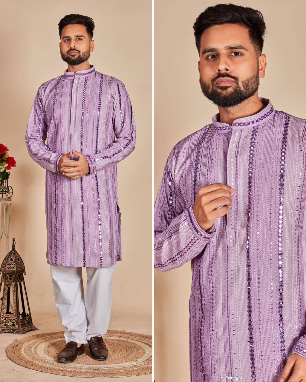 Rajat’s Majestic Georgette Kurta with Pants Set